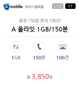 A 올라잇 1GB/150분