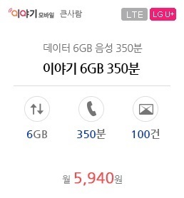 이야기 6GB 350분 